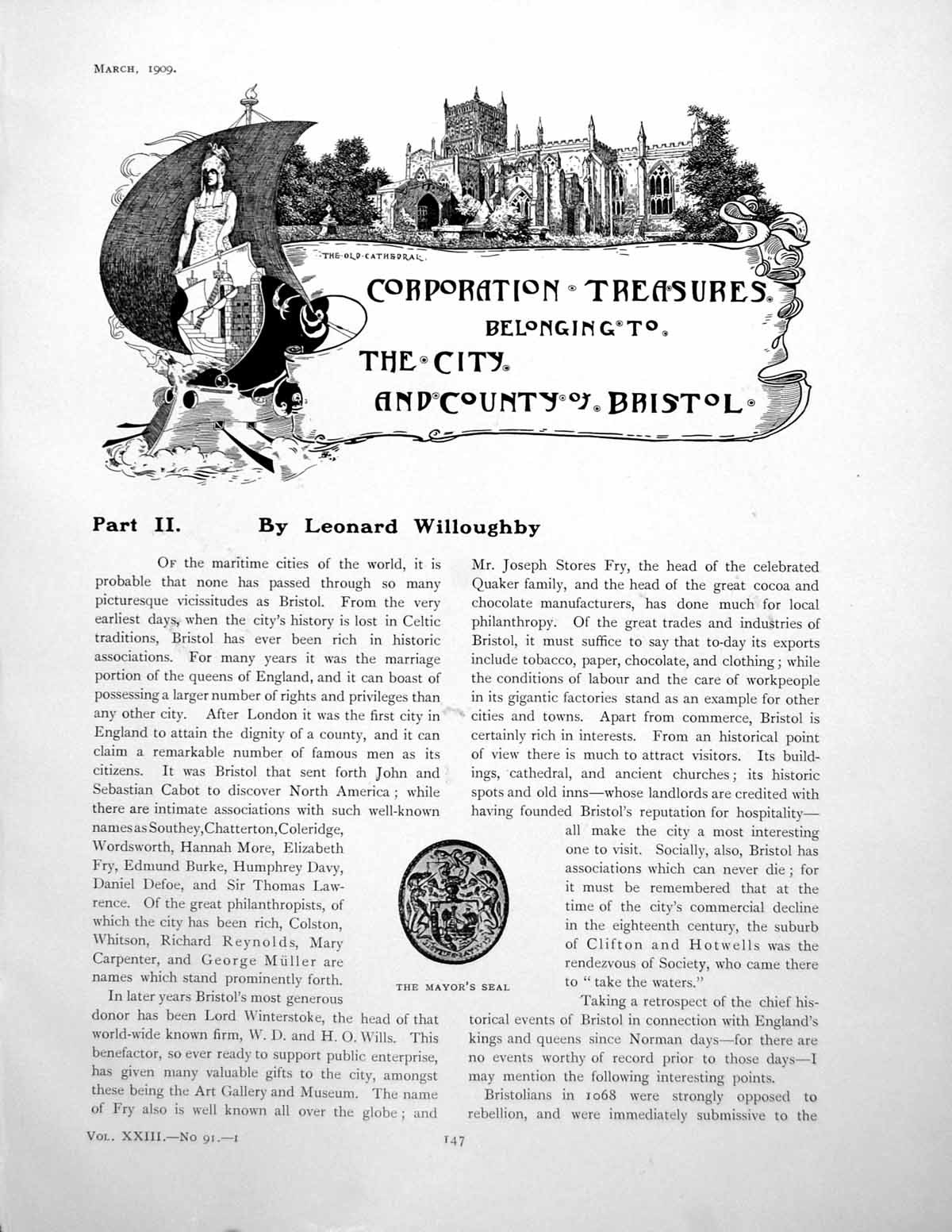 Antique Print Corporation Treasures City County Bristol Pt IiPages 1909