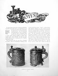 Old Print Norwegian Drinking Vessels In Wood Moreau Le JeunePages 1909