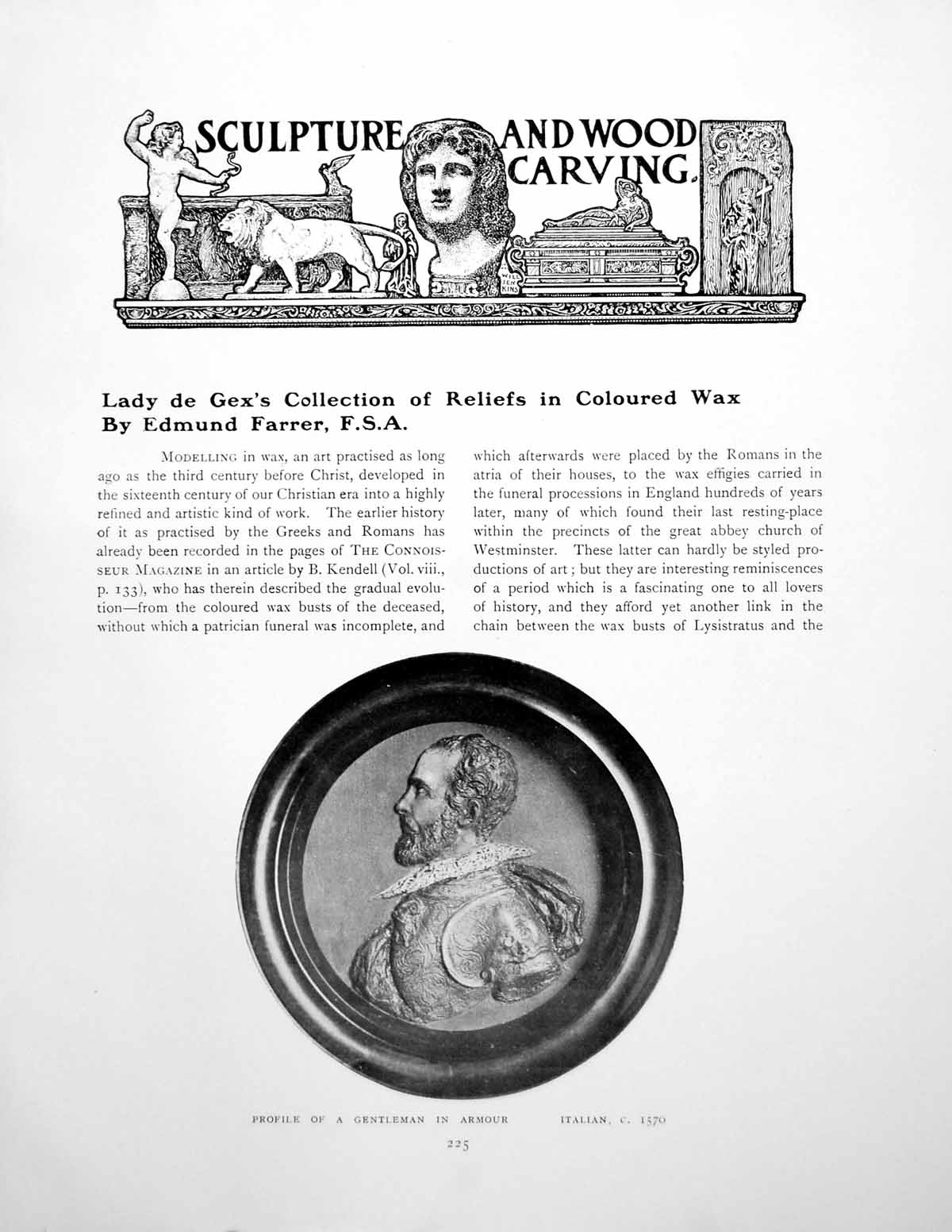 Antique Print Lady De Gex'S Collection Reliefs In Coloured WaxPages 1909