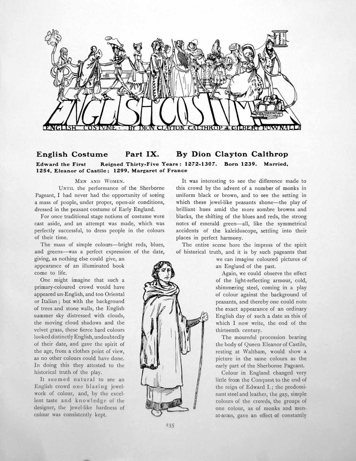 Old Print English Costume Part Ix Edward 1St 1272-1307 ReignPage 1909
