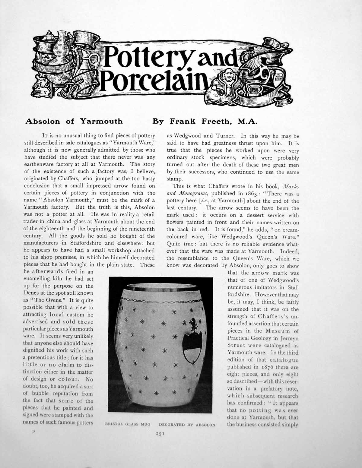 Antique Print Pottery Porcelain Absolon Yarmouth Bristol GlassPages 1909