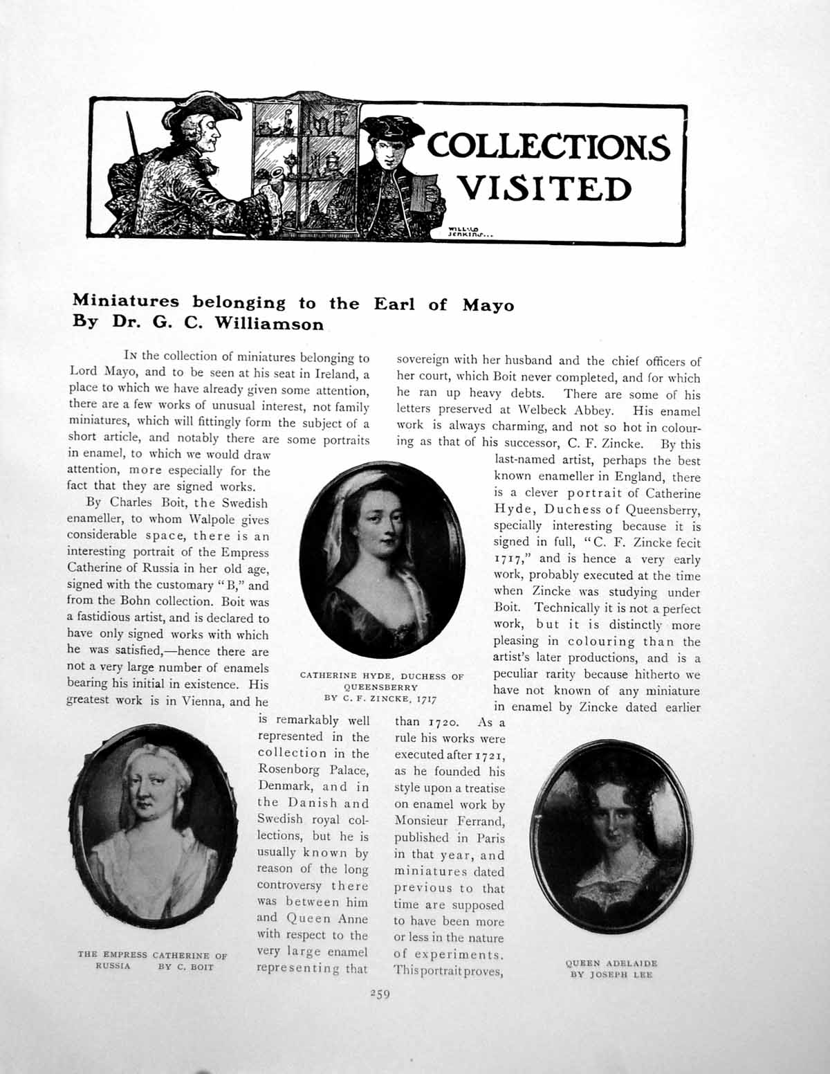 Original Old Antique Print Miniatures Belonging To The Earl MayoPages 1909