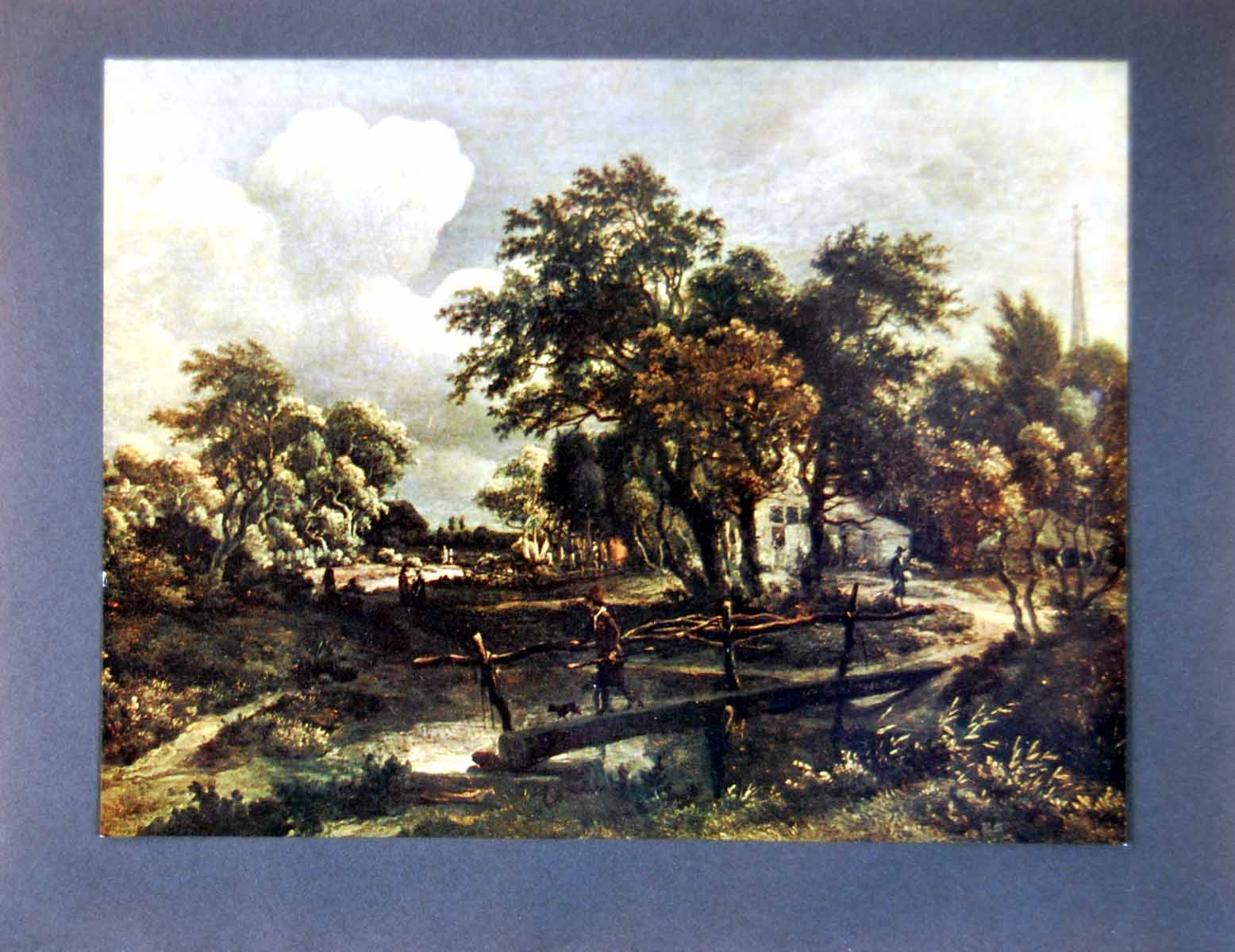 Antique Old Print The Rustic Bridge Meindert Hobbema In Kaan Collection 1909