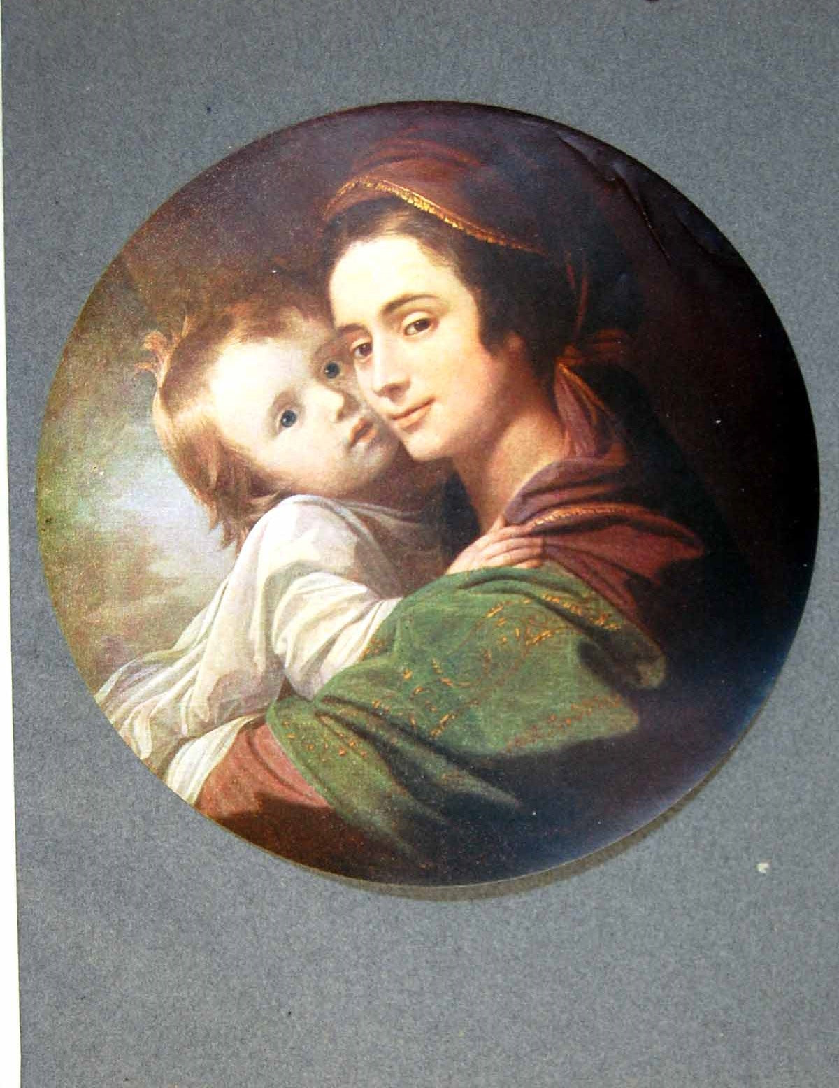 Antique Old Print Mrs West And Child By Benjamin West C Smith Possession 1909