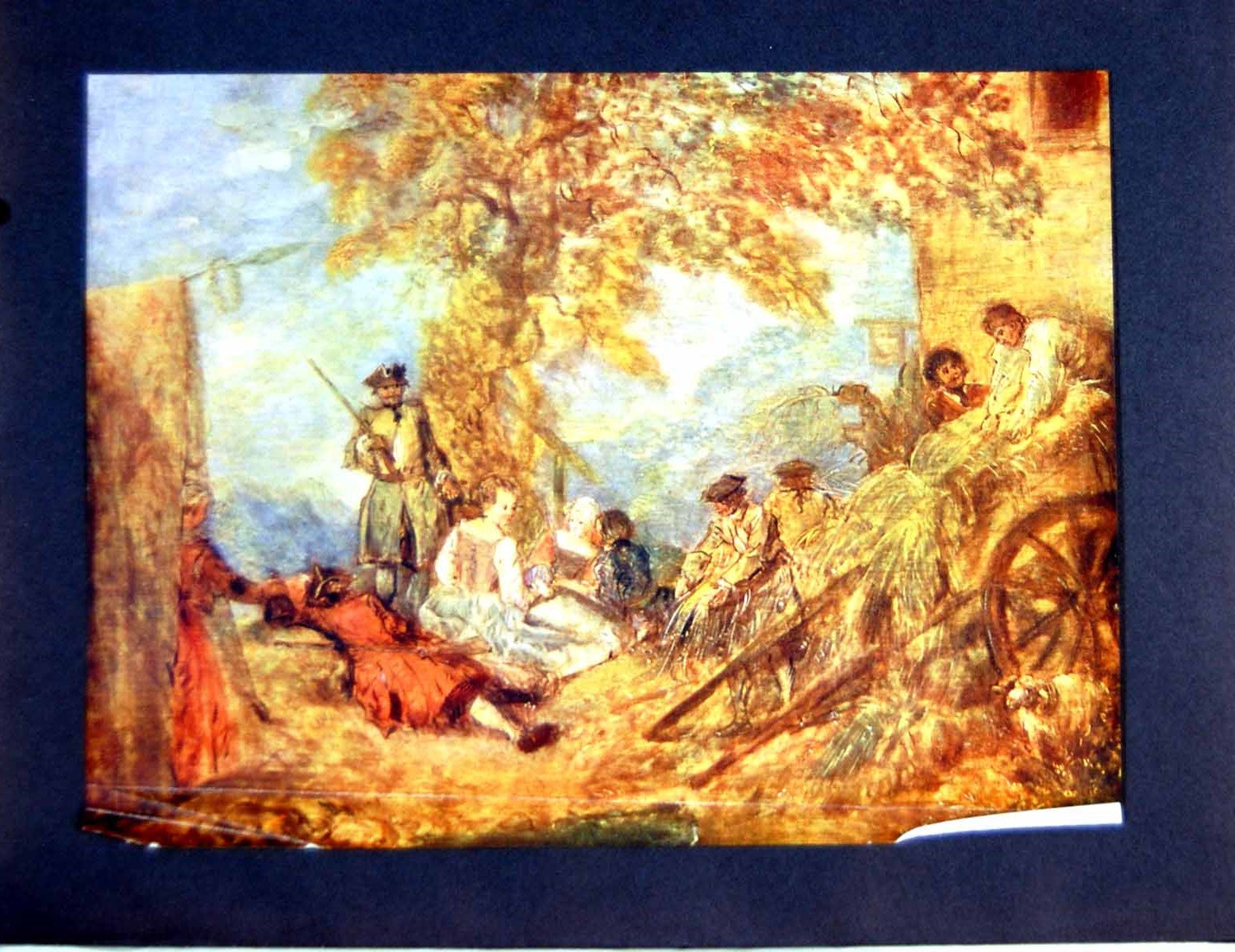 Old Antique Print Damaged Camp Scene Antoine Watteau Kann Collection 1909 20th