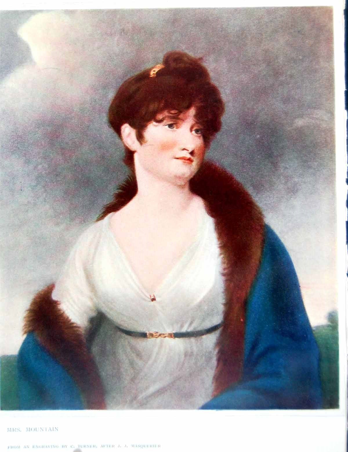 Antique Old Print Mrs Mountain Engraving By C Turner After Jj Masquerier 1909