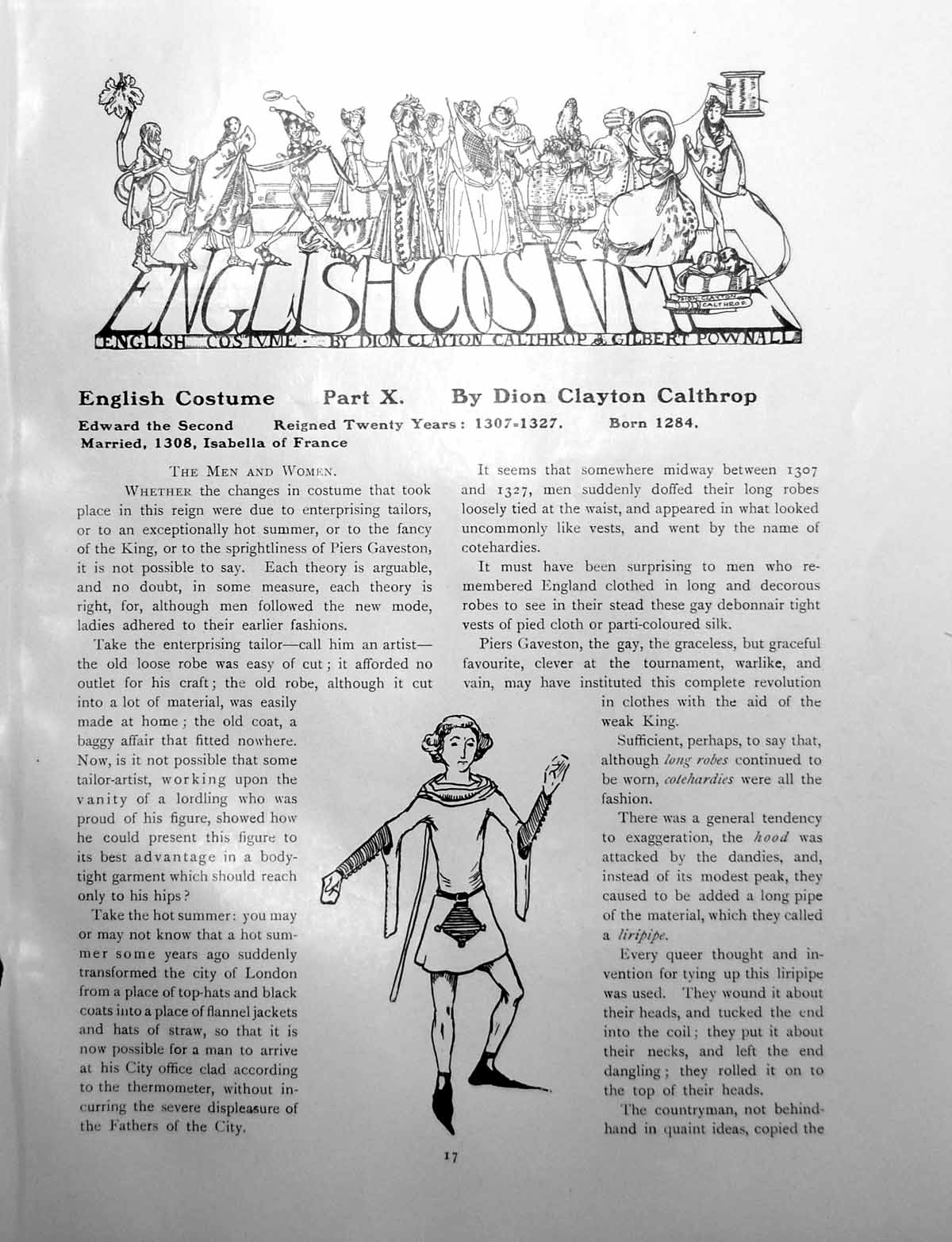 Old Antique Print English Costume Part X Edward The SecondPages 1909
