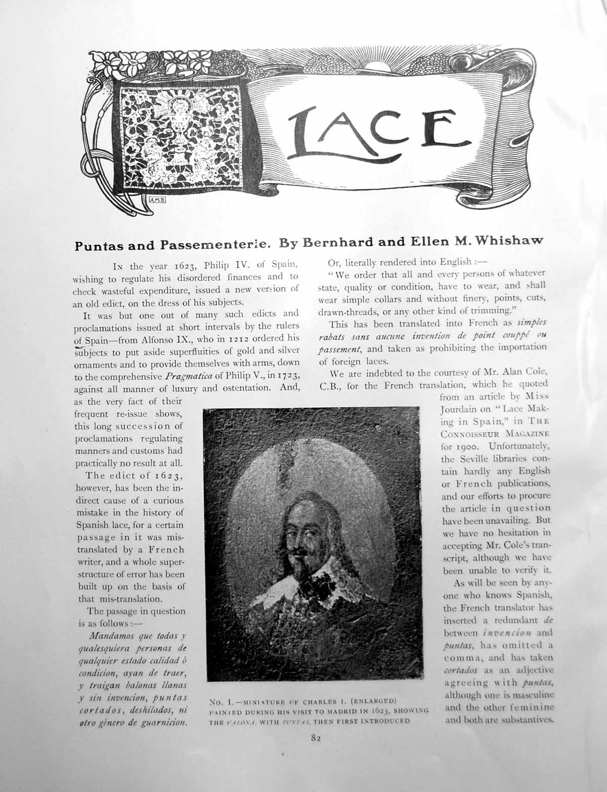 Old Print Puntas And Passementarie Lace Miniature Charles IPages 1909
