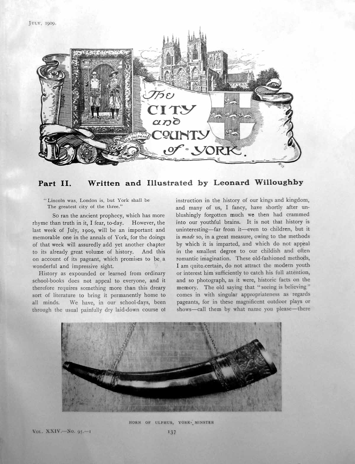 Antique Old Print The City And County York Part Ii Horn UlphusPages 1909