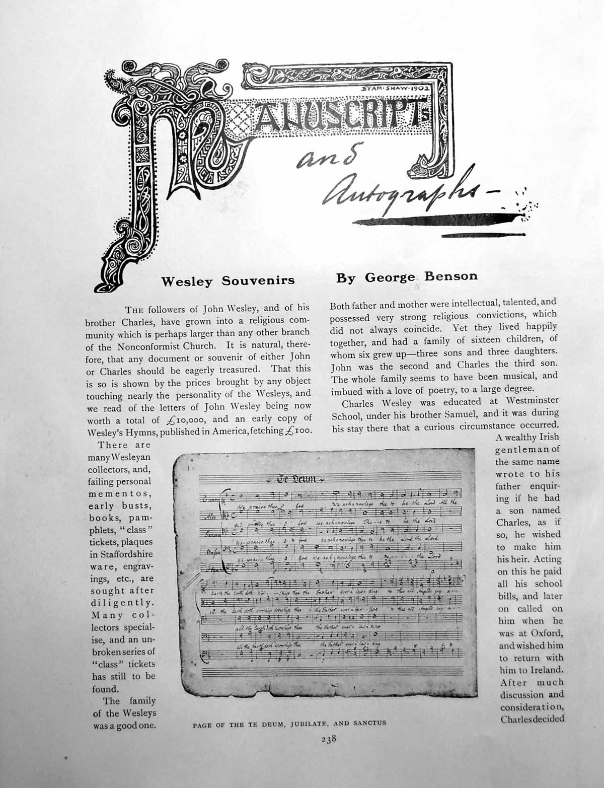 Antique Old Print Manuscripts And Autographs Wesley SouvenirsPages 1909