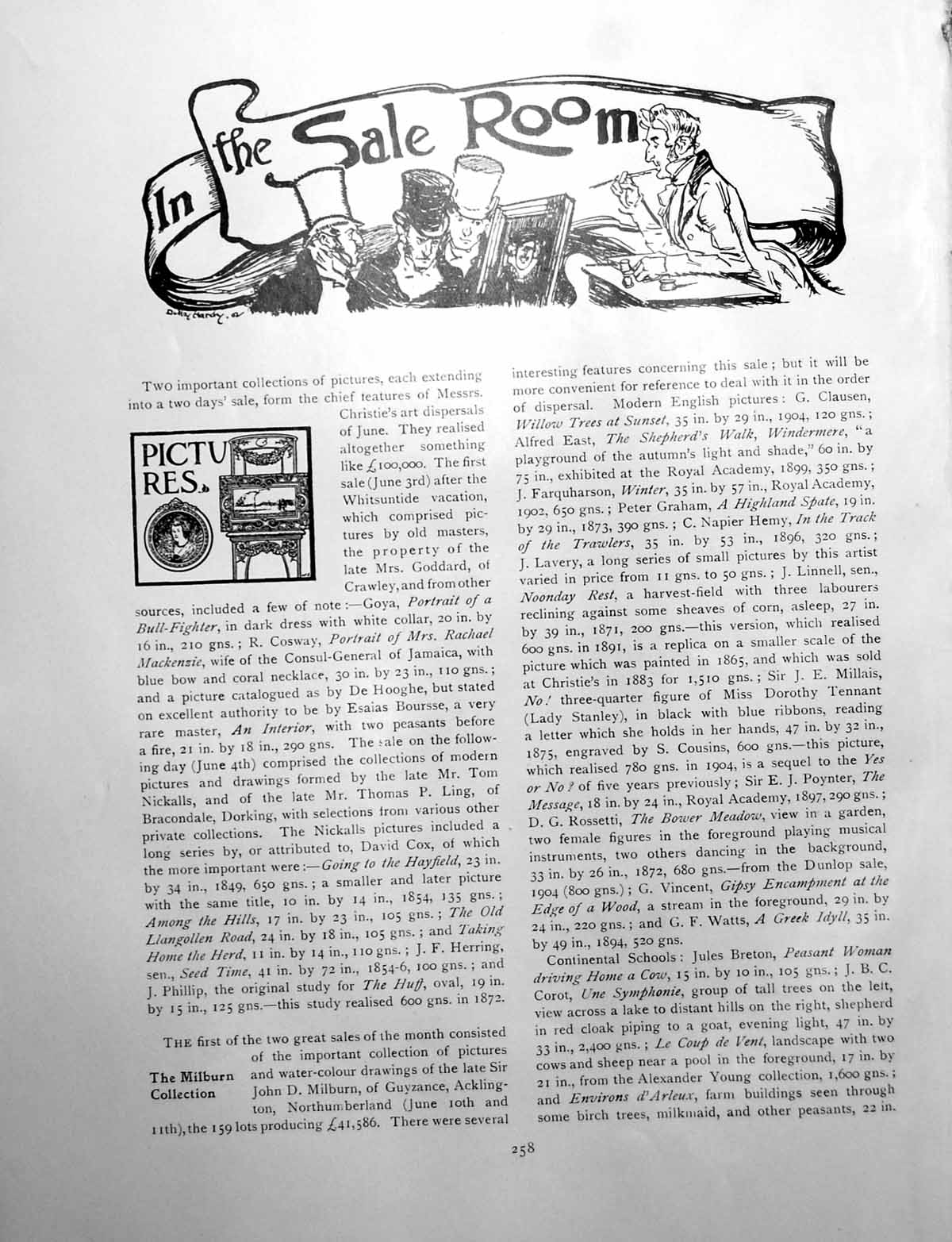 Antique Old Print In The Sale Room Pictures Pebble Prices BooksPages 1909