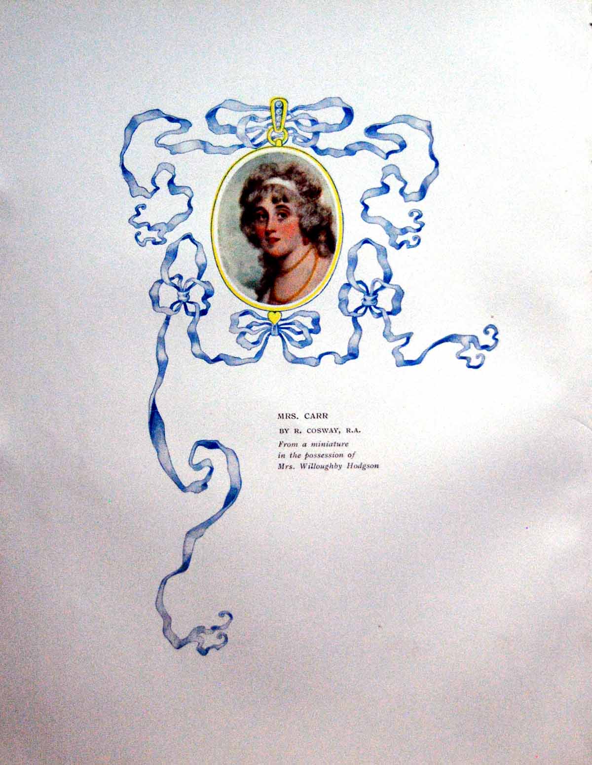 Old Antique Print Mrs Carr R Cosway From A Miniature Mrs W Hodgson 1909 20th