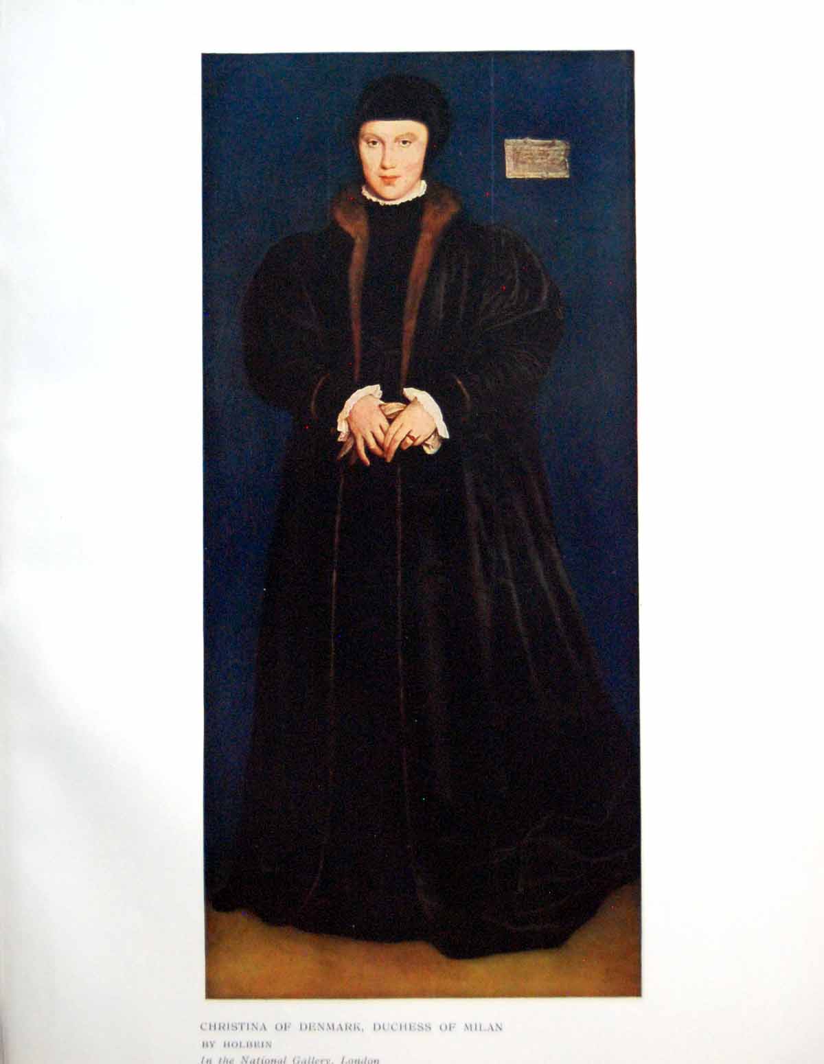 Original Old Antique Print Christina Denmark Duchess Milan Holbein 1909 20th