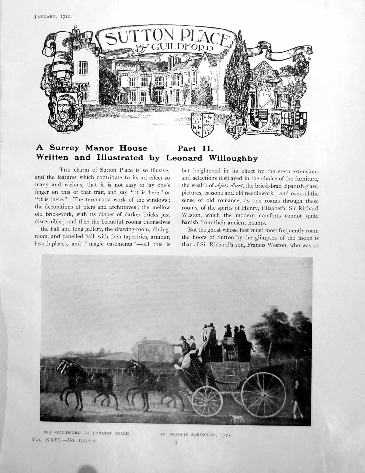 Antique Old Print Sutton Place By Guildford A Surrey Manor HousePages 1910
