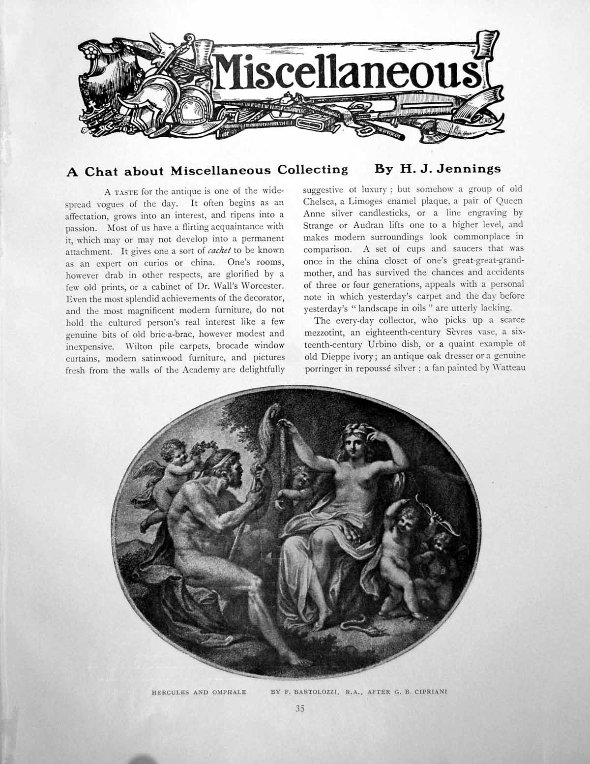 Old Antique Print Miscellaneous Collecting Hercules OmphalePages 1910