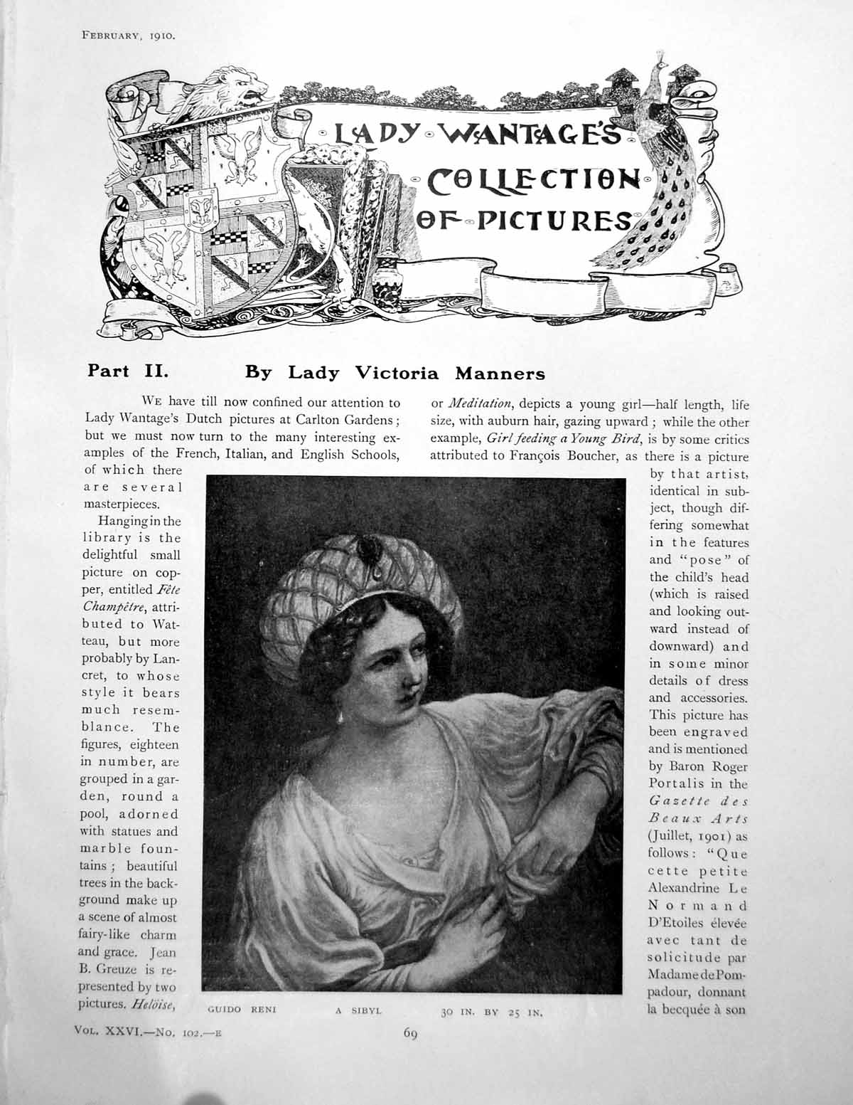 Antique Old Print Lady Wantage'S Collection Pictures Guido ReniPages 1910