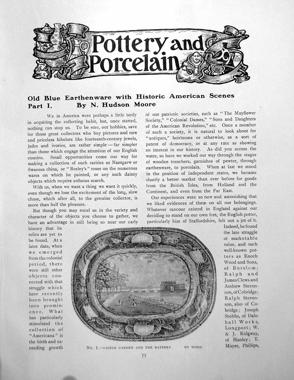 Antique Print Blue Earthenware Historic American Scenes Part IPages 1910