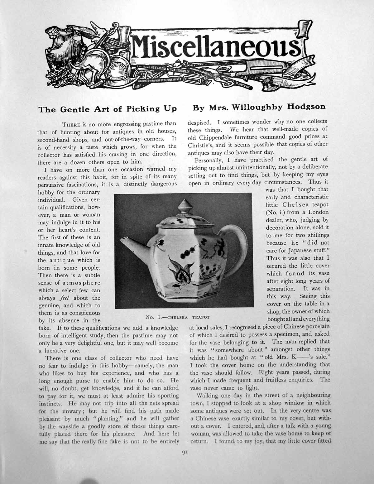 Old Print Miscellaneous Gentle Art Picking Up Teapot ChairsPages 1910