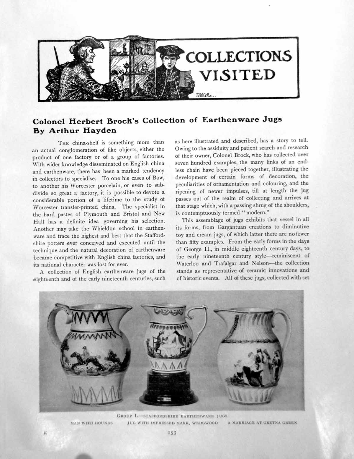 Antique Print Cnl. Herbert Brock'S Collection Earthenware JugsPages 1910