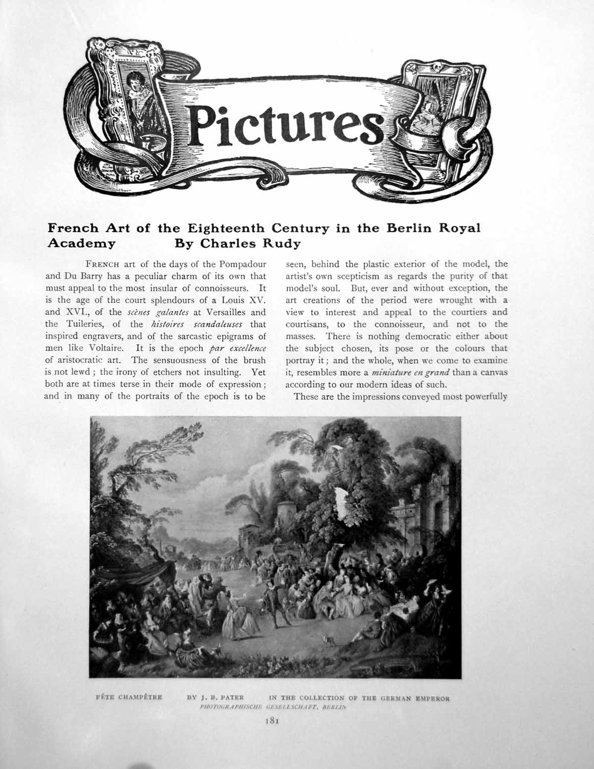 Old Print French Art Eighteenth Century Berlin Royal AcademyPages 1910