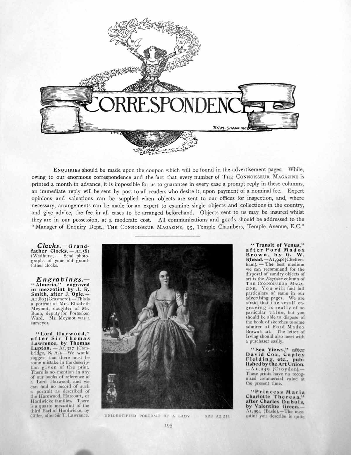 Old Antique Print Correspondence Unidentified Portrait LadyPages 1910
