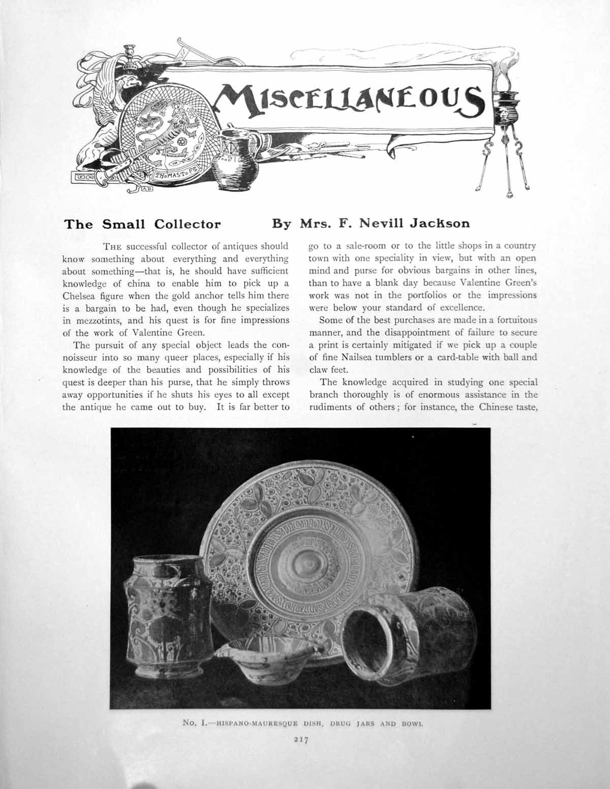 Antique Print Small Collector Hispano-Mauresque Dish Drug JarsPages 1910