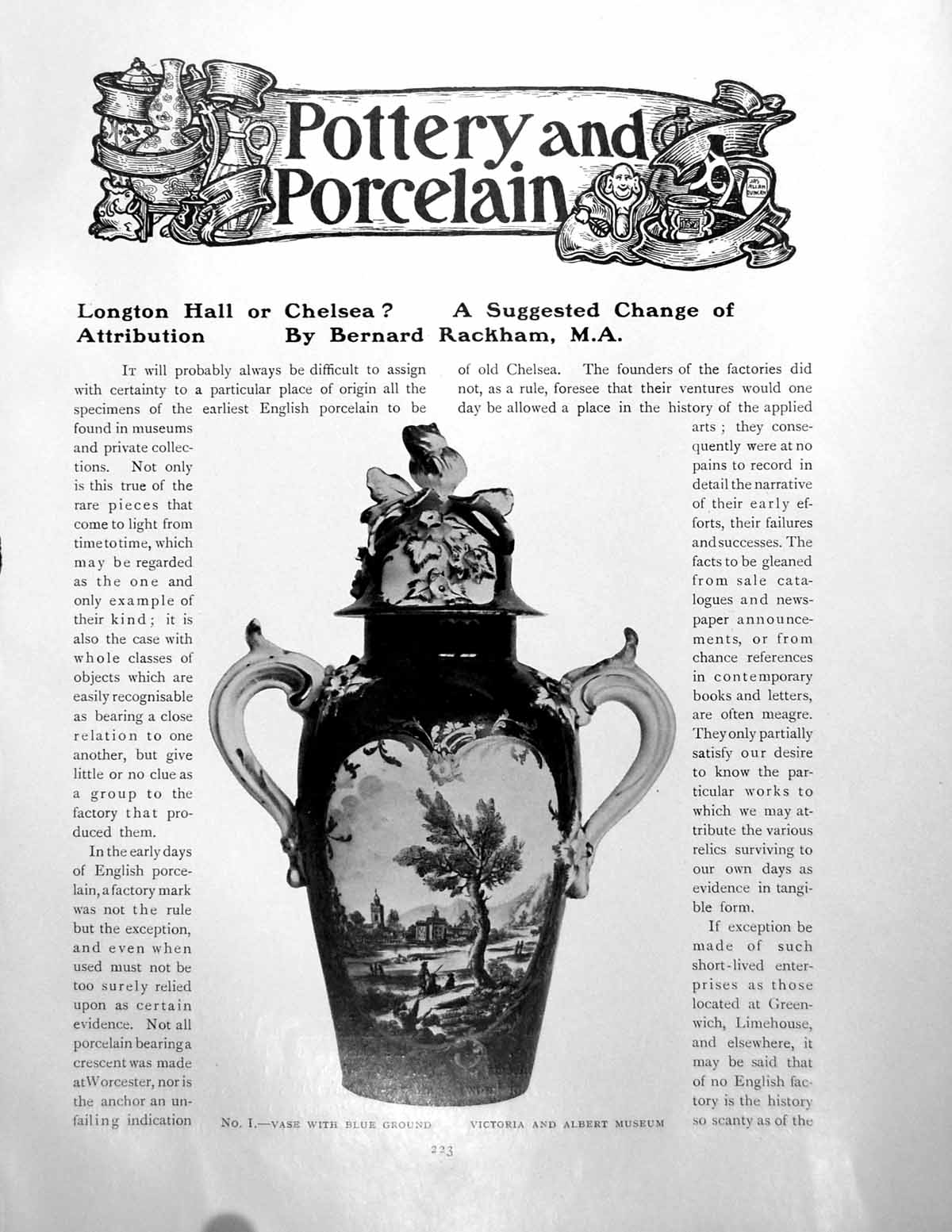 Antique Old Print Pottery And Porcelain Longton Hall Or Chelsea?Pages 1910