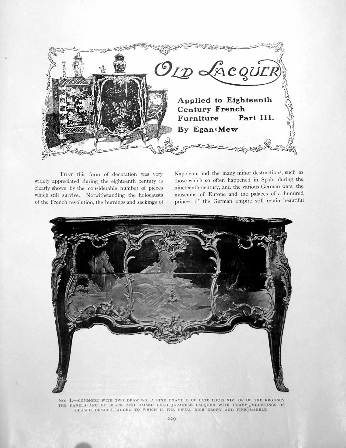 Antique Old Print Laquer Applied C 18th French Furniture Part IiiPages 1910