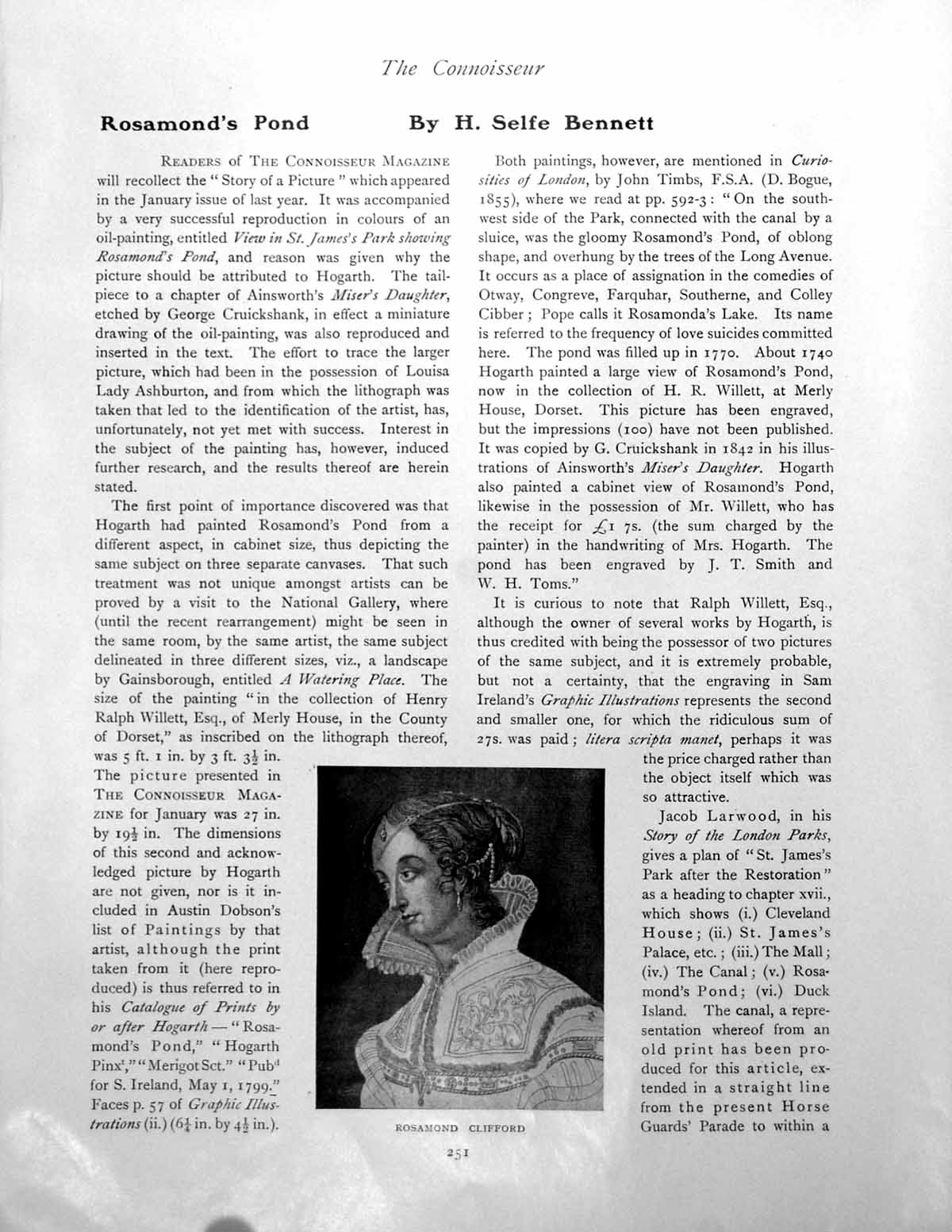 Old Print Rosamond'S Pond Rosamond Clifford St James'S ParkPages 1910