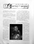 Original Old Antique Print Notes Queries Unidentified PortraitPage 1910