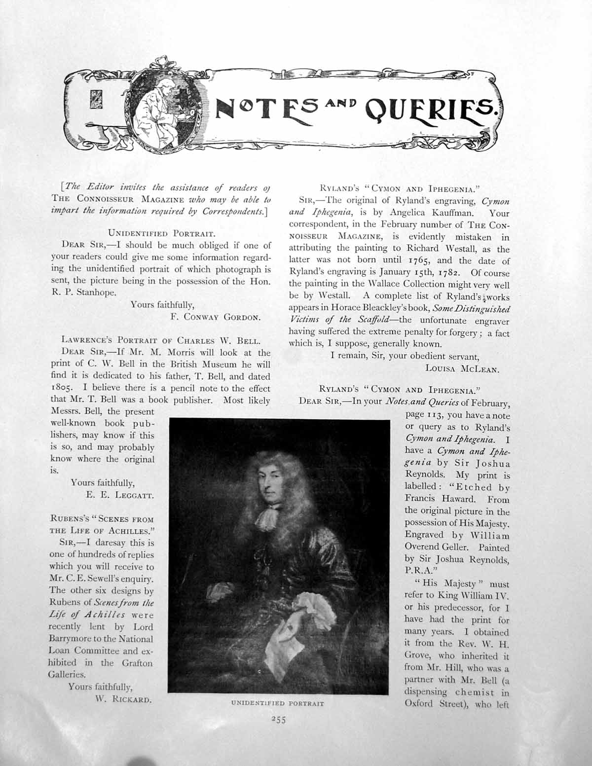 Original Old Antique Print Notes Queries Unidentified PortraitPage 1910
