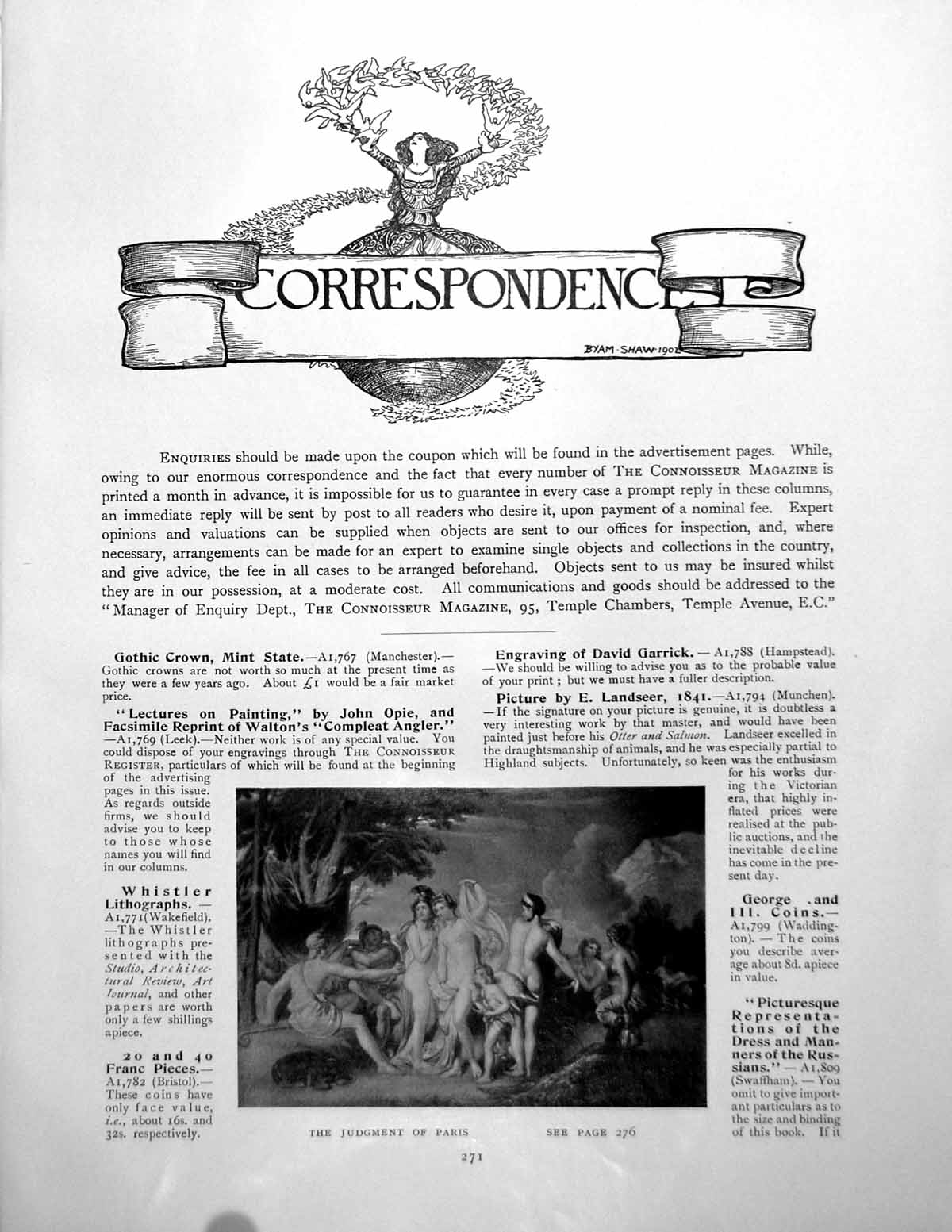 Antique Old Print Correspondence Judgement Paris Jacobite GlassPages 1910