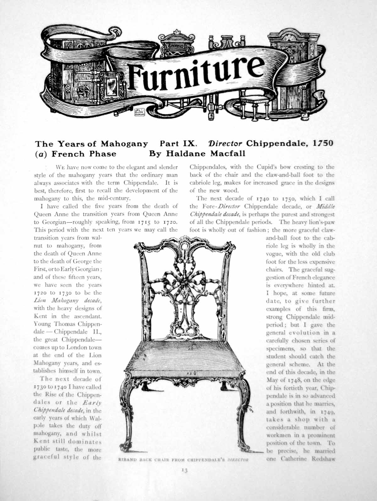 Antique Old Print Furniture Mahogany Director Chippendale FrenchPages 1910