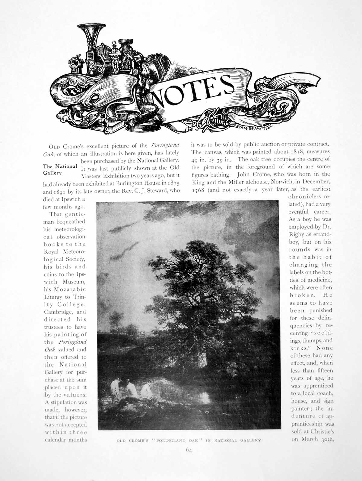 Antique Old Print Notes Crome'S Poringland Oak Sheffield PlatePages 1910