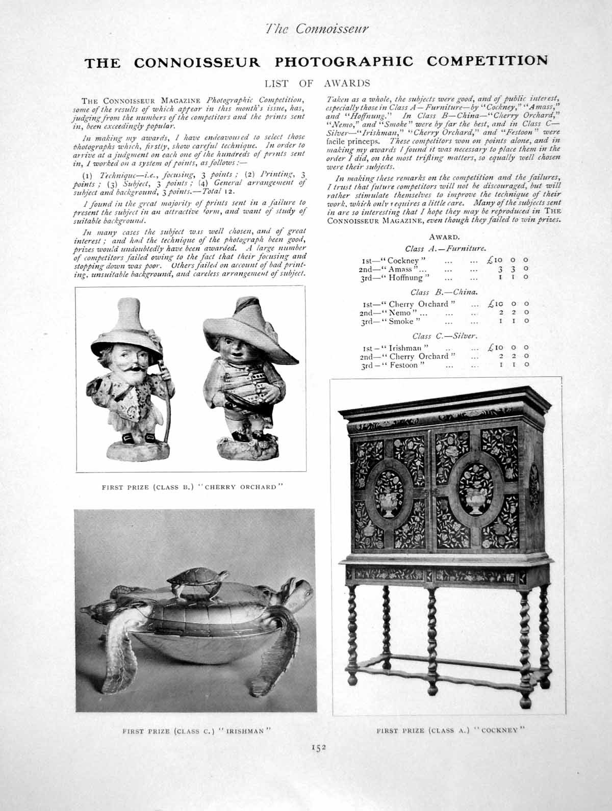 Antique Old Print Connoisseur Photographic Comp. Turtle FurniturePage 1910