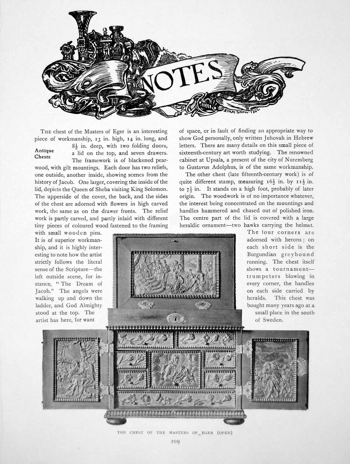 Antique Old Print Notes Chest Masters Eger Portrait William KentPages 1910