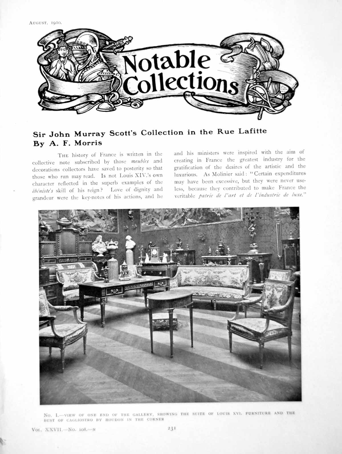Antique Old Print Sir John Murray Scott'S Collection Rue LafittePages 1910