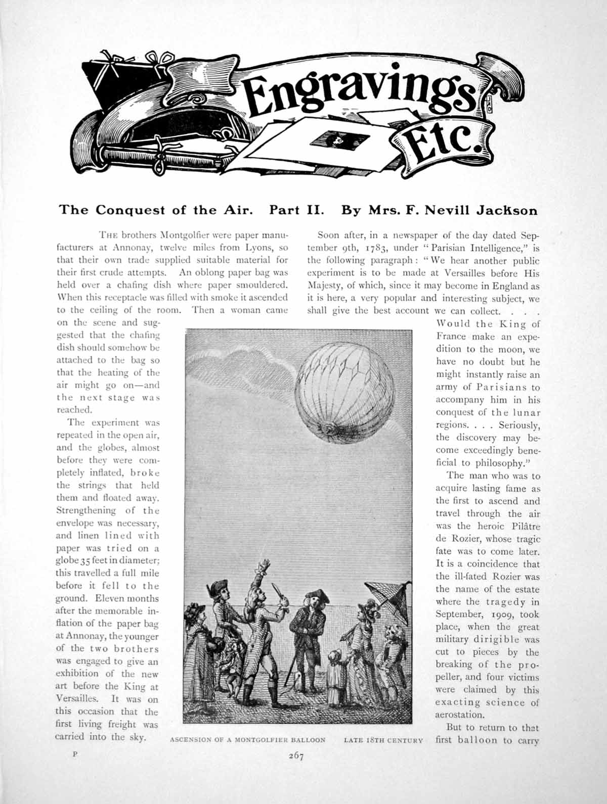 Antique Old Print Engravings Etc Ascension Montgolfier BalloonPages 1910