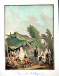 Antique Old Print Noce De Village Scene Ladies Seated Children Dancers 1910