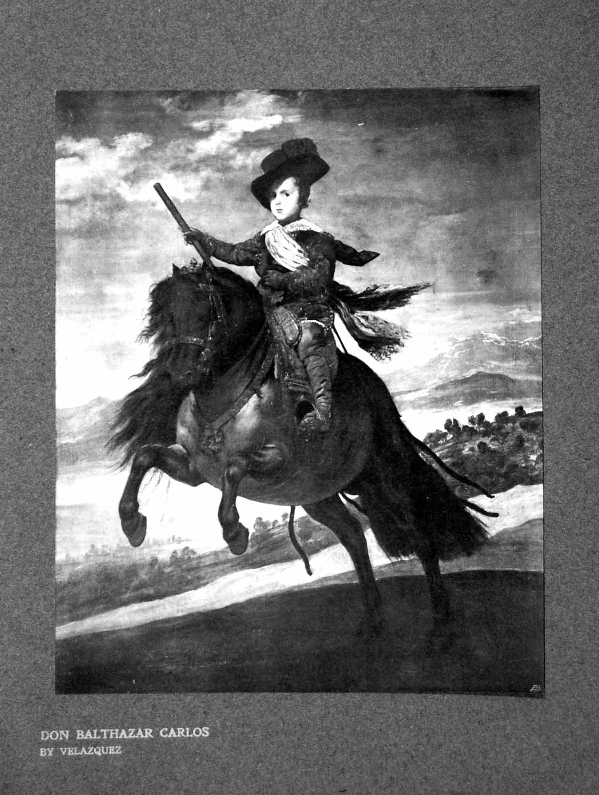 Original Old Antique Print Don Balthazar Carlos Velazquez Riding Charger 1910