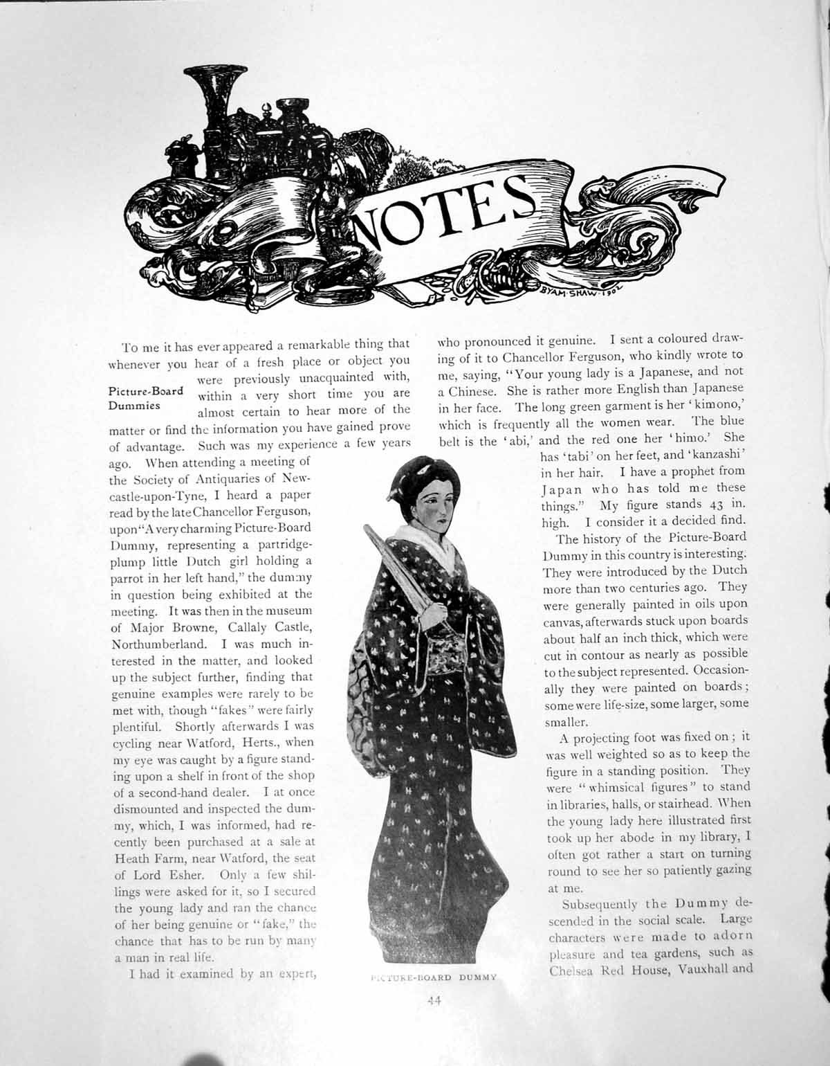 Antique Old Print Picture-Board Dummies Bust Urn French PewterPages 1911