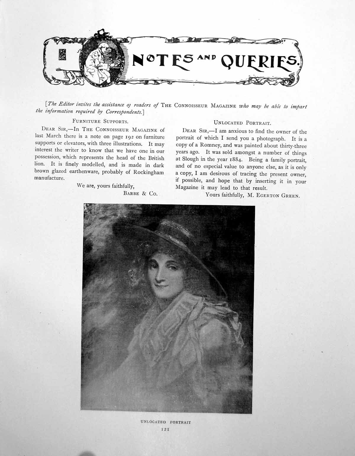 Old Antique Print Notes Queries Unlocated Portrait Sale RoomPages 1911