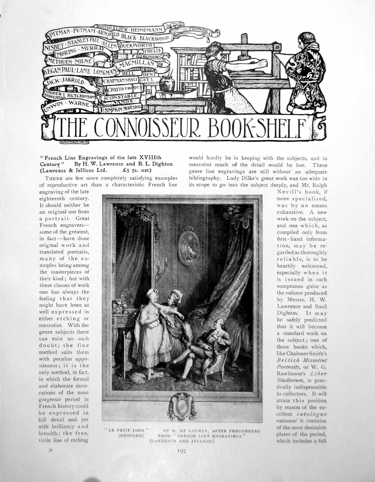Antique Old Print Bookshelf French Line Engravings Le Petit JourPages 1911