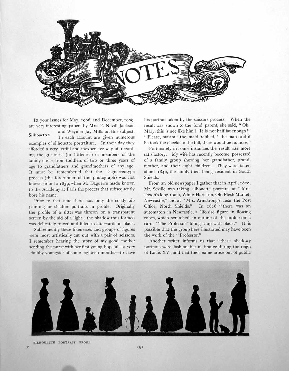 Antique Print Notes Silhouettes Noddyclog Boards Burmese IvoryPages 1911
