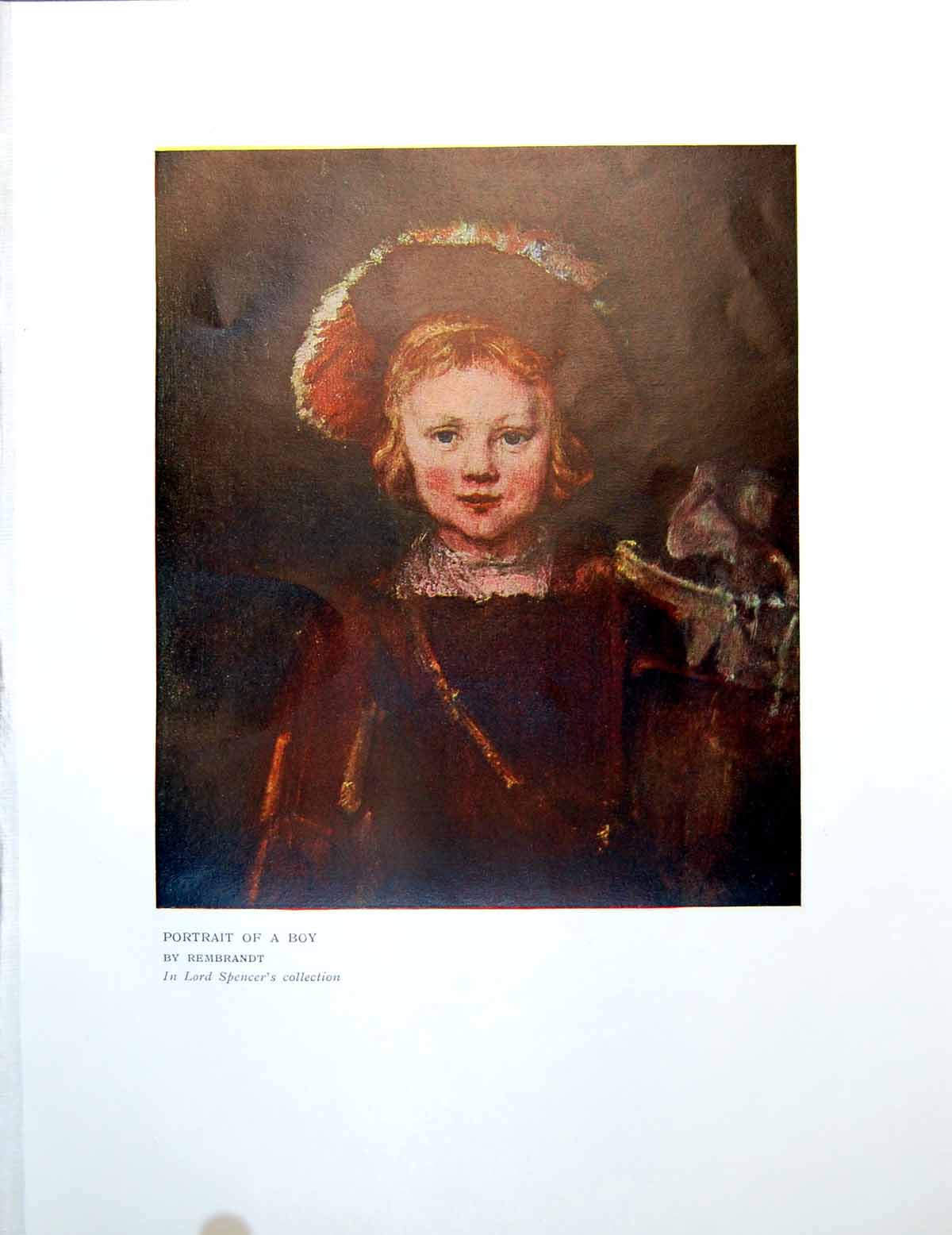 Antique Print Portrait A Boy Byrembrandt In Lord Spencer'S Collection 1911 20th
