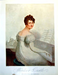 Original Old Antique Print Windsor Castle Lady Playing Piano In Foreground 1911