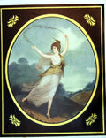 Antique Old Print Lady Dancing Countryside Garland Flowers Dress Open 1911 20th