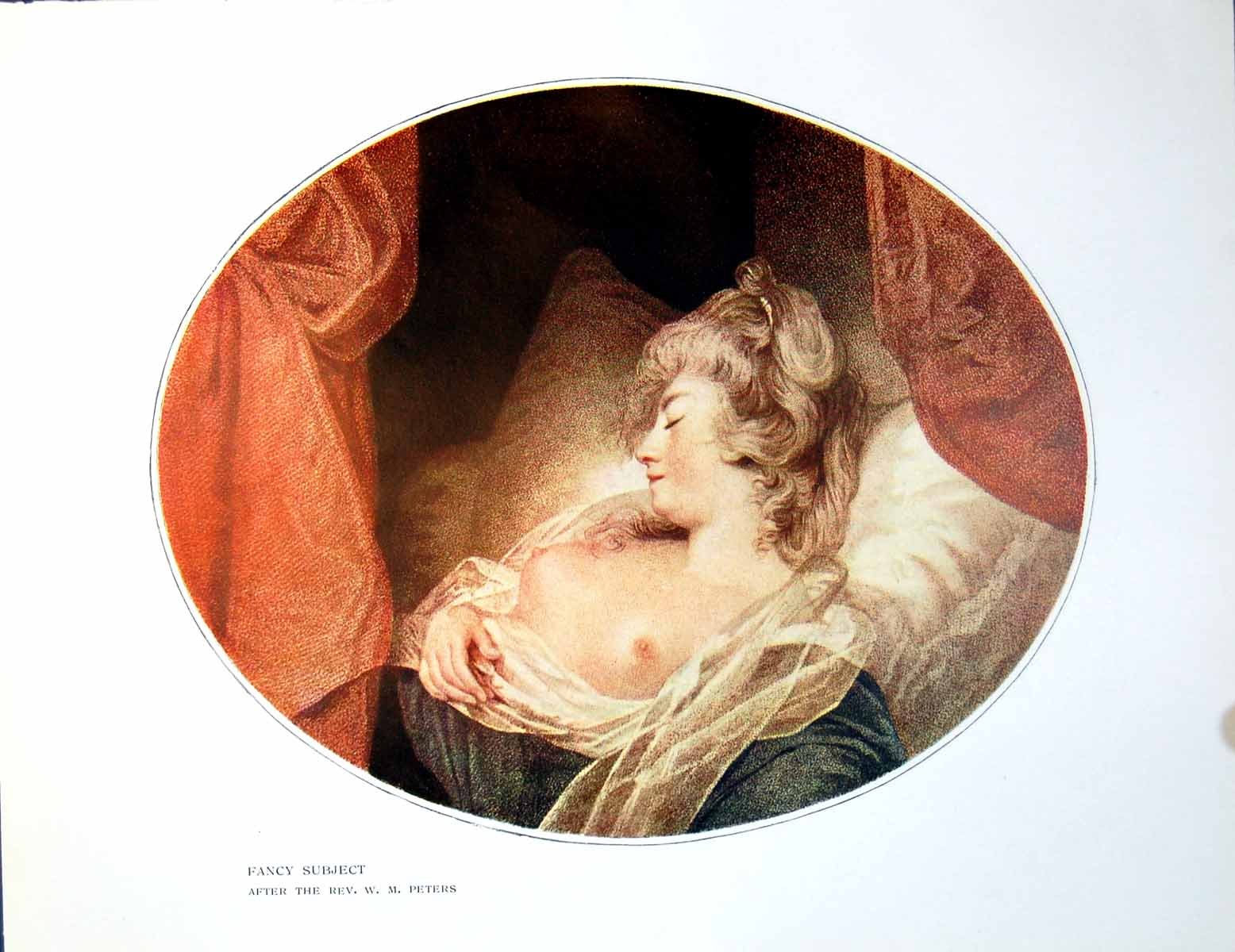 Antique Print Fancy Subject Lady Semi Nude Asleep After Rev Wm Peters 1911 20th