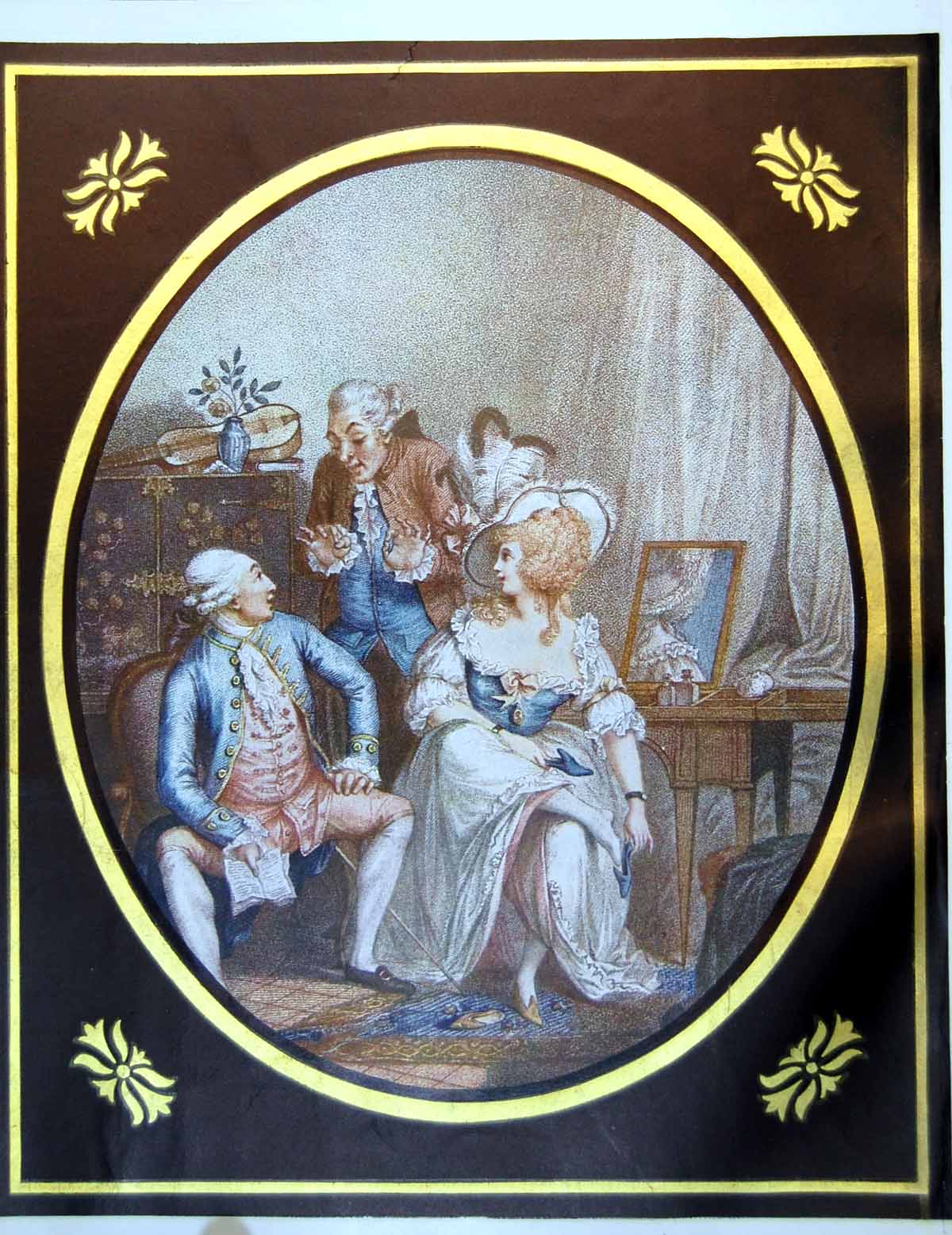 Old Antique Print Lady Trying On Different Shoes Gentlemen Chatting 1911 20th