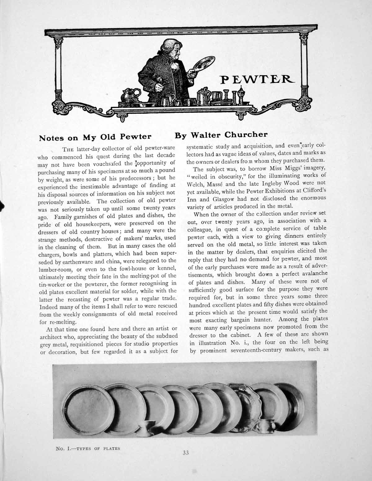 Old Antique Print Notes On My Pewter Walter Churcher PlatesPages 1911